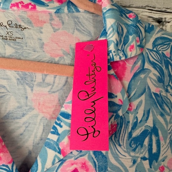 Lilly Pulitzer Pajama NWT PJ Long Sleeve Top Bondi Blue My Little Peony XSmall - Picture 5 of 10